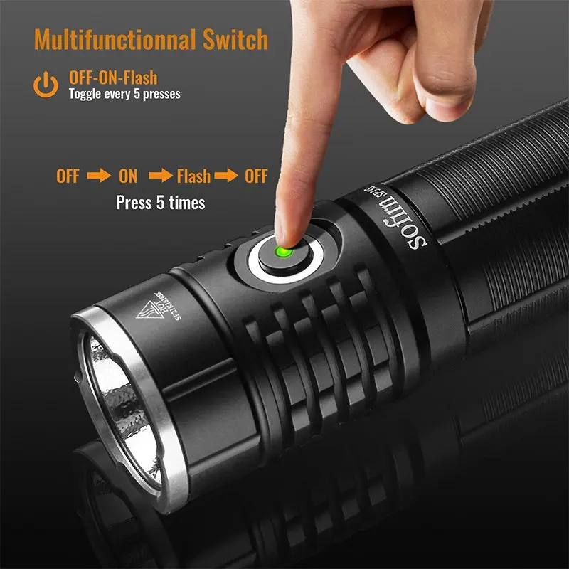 Sofirn SP33S USB C Rechargeable Cree XHP70.2 5000lm Powerful LED Flashlight 26650 21700 Torch with Power Bank Function
