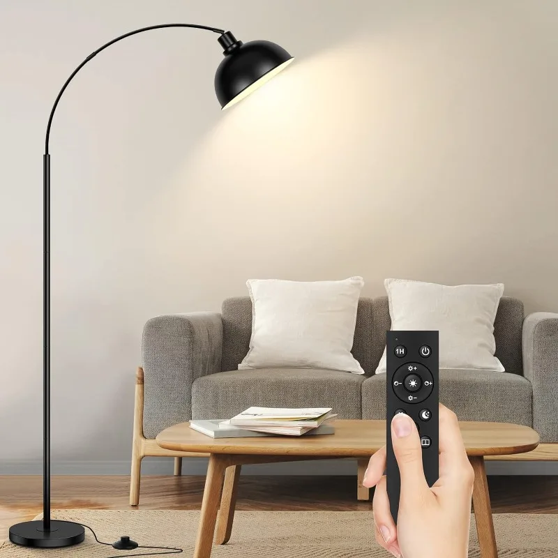 

Arc Floor Lamps for Living Room, Modern Tall Standing Lamp Remote Control,Stepless Dimmable Black Floor Lamp with Hanging