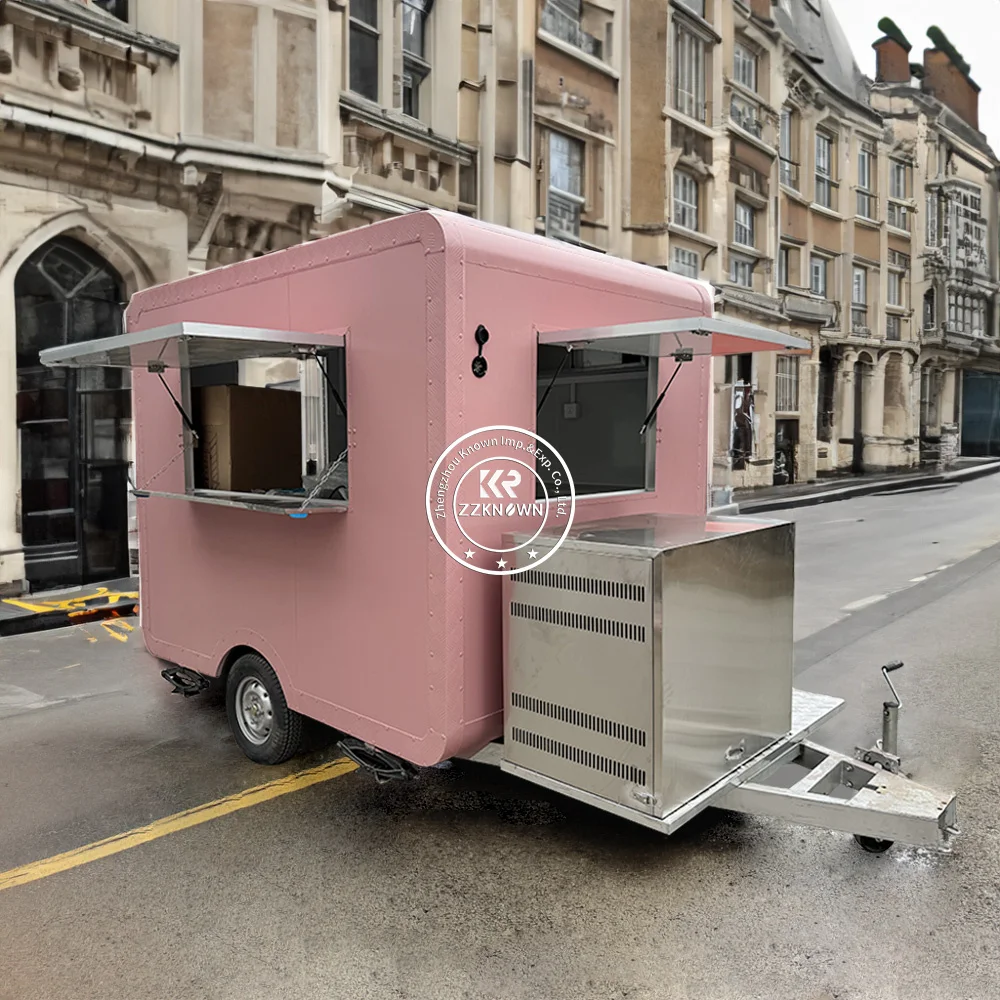 New Pink Catering Stand for Food Truck Mobile Food Trailer Pizza Coffee Food Trailers Fully Equipped Usa Portable Ice Cream Cart adjustable heat food warmer plate electric server warming tray portable and perfect for indoor dinner catering party