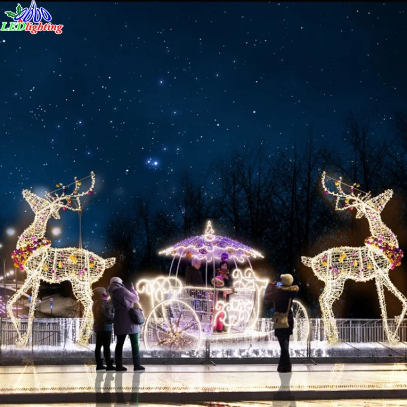 custom.LED Outdoor Santa Sleigh and Reindeer