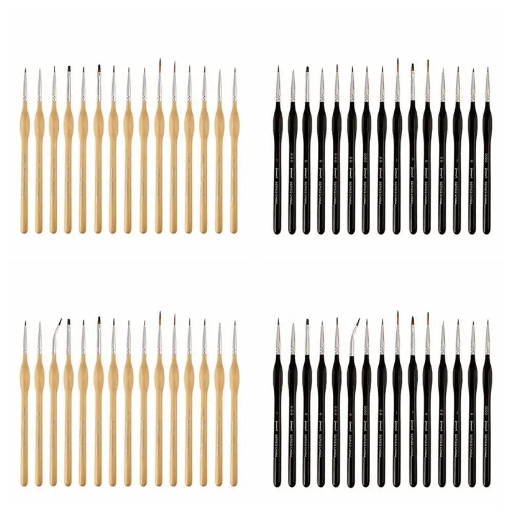 

15pcs/set Wooden Detail Paint Brushes Ergonomic Professionals Oil Brushes Portable Easy To Hold Miniature Watercolor Brushes