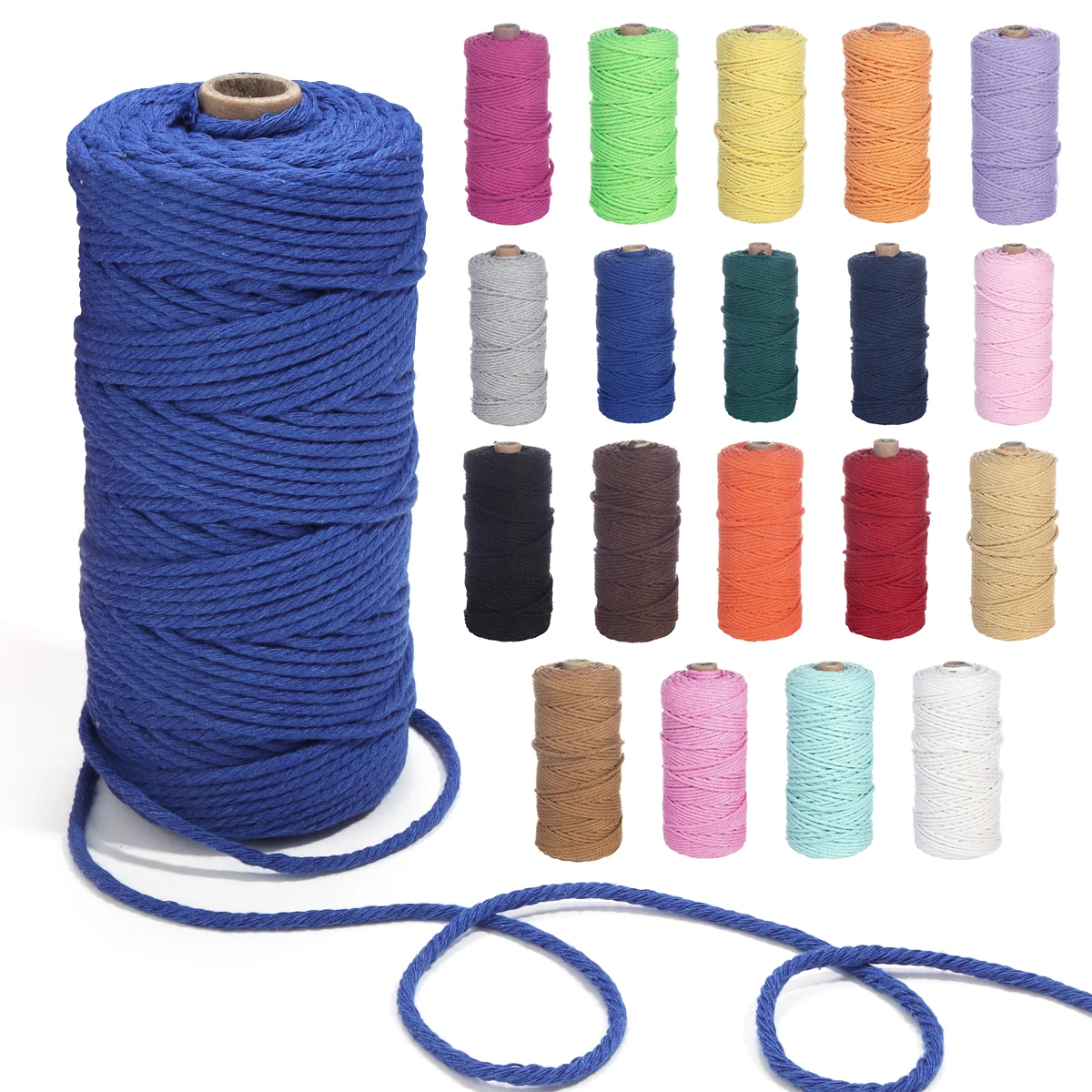 Macrame Cord 3mm 100Yards Natural Cotton Rope Colorful Macrame Hand Knitting for Handmade Colored Wall Hanging Weaving Tapestry
