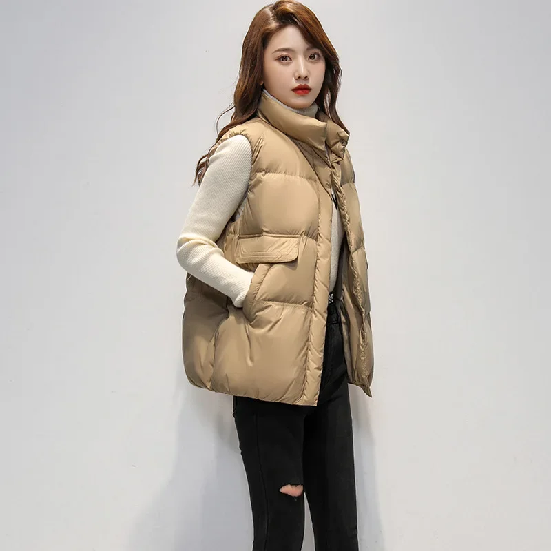 Down Vest Women's New Spring and Autumn Short White Duck Down Down Jacket Undershirt Undershirt Female Jacket Vest for Women