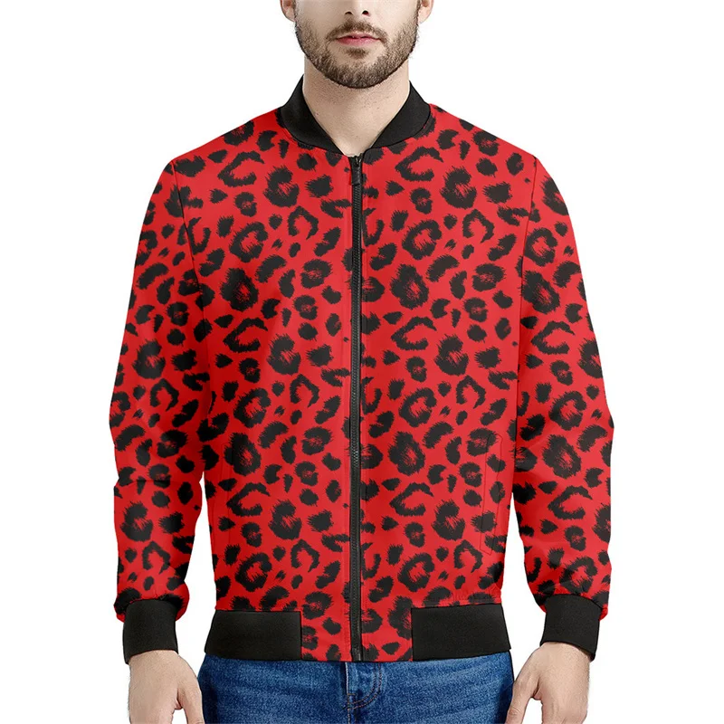 thumbnail image 1 of Chaqueta con cremallera y estampado de leopardo para hombre, sudadera con personalidad con estampado 3D, de manga larga, informal, holgada, ropa de calle, 1 of 5