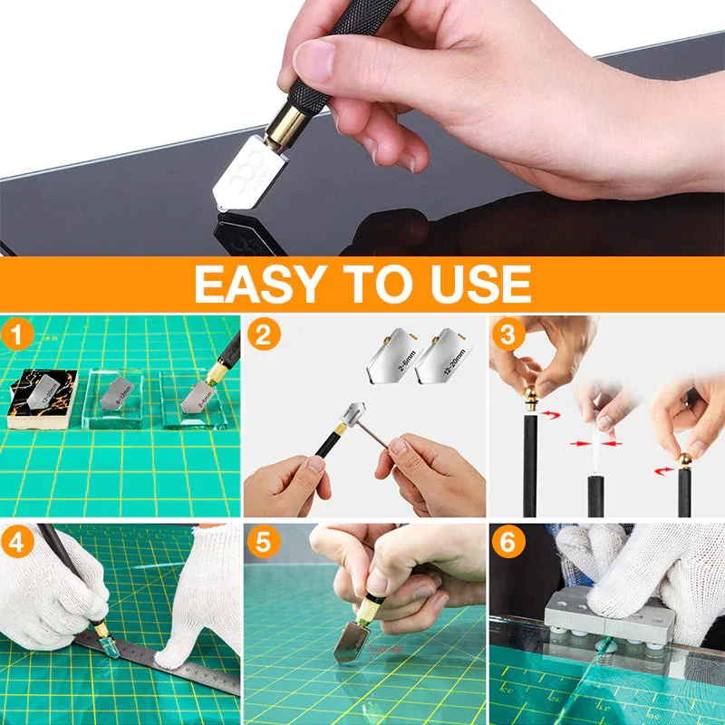 Diamond Glass Cutter Professional Glass Bottle Tile Mirror Cutting Tools Oil Feed Diamond Cutter For 2-20mm Thick 5PCS/SET