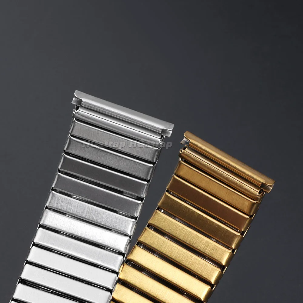 Stainless Steel Elastic Stretch Bracelet Strap - Silver & Gold