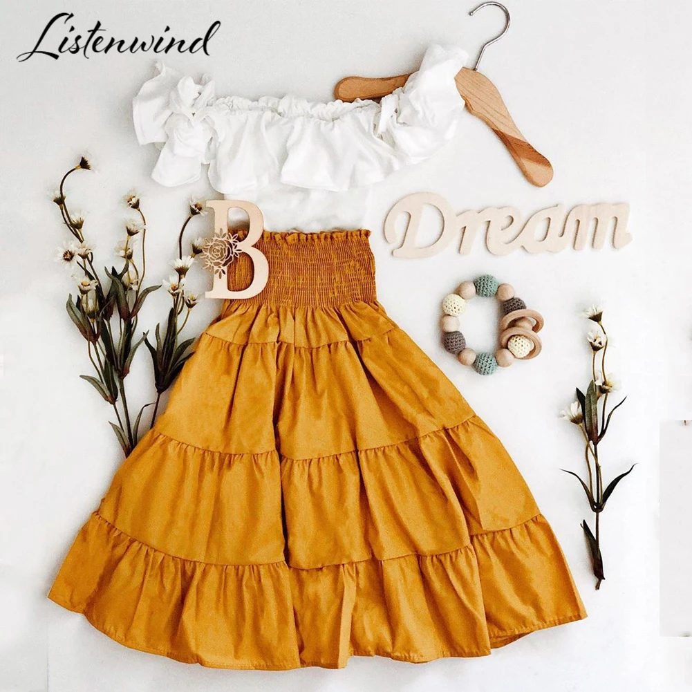 

Listenwind 2-7Y Toddler Kid Baby Girl Clothes Sets Children Outfits Summer Ruffle Off Shoulder Tops Skirts Holiday Clothing D08