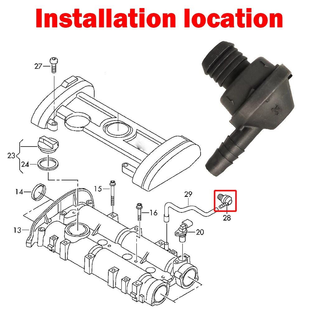 Engine Breather Hose One Way Valve SKODA FABIA OCTAVIA II 1Z RAPID NH ROOMSTER 5J SUPERB MK2 3T4 Vent 030103175B