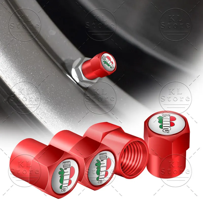 Set of 4 Premium Auto Exterior Logo Metal Tire Valve Caps Dust Covers