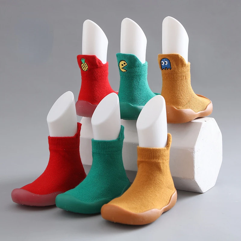 Tenisbaby Calzino Scarpa Primi Camminatori Toddler Girl Boy Solid Ricamo Scarpa Da Pavimento Antiscivolo Suola Morbida Scarpa Da Bambino Sneaker Trasp