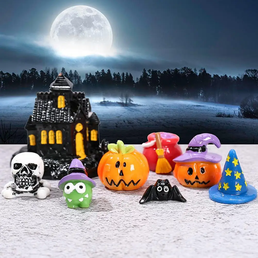 

Halloween Ornament Decorative Lovely Cartoon Mini Ghost/Pumpkin/Bat Festival Statue Resin Charms Earring Key Chain Home Decor