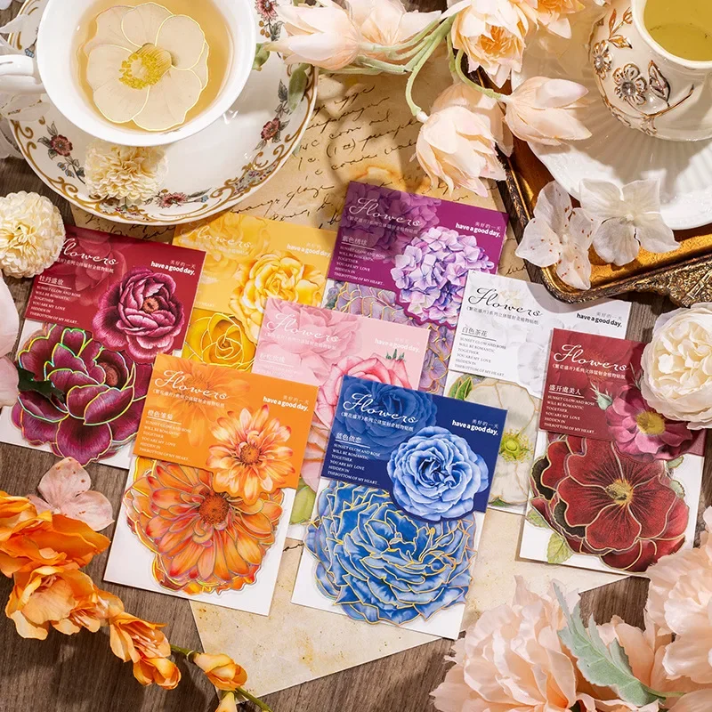 10 teile/beutel Blüte Blume transparente Rose Aufkleber goldene Vergoldung Pflanze DIY Tagebuch Sammelalbum dekorative Aufkleber