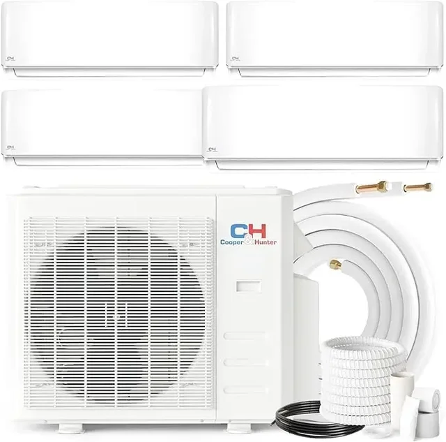 4-Zone Mini Split AC/Heating System 9000 BTU Wall Mount With 25ft Installation Kits 36000 British Thermal Units 1