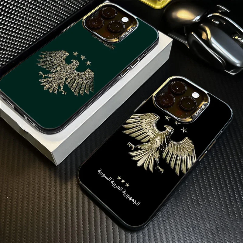 Syrian Golden Eagle Design Shockproof IMD Phone Case – Elegant & Durable Hard Cover