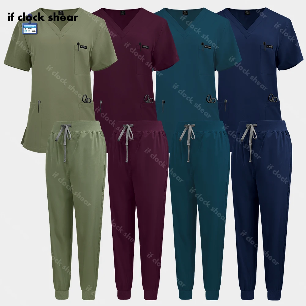 

Pet Scrubs Set Medical Uniforms Stretch Scrub Tops with Pocket Pants Nurse Uniform Doctor Surgery Uniforms Beauty Salon Workwear