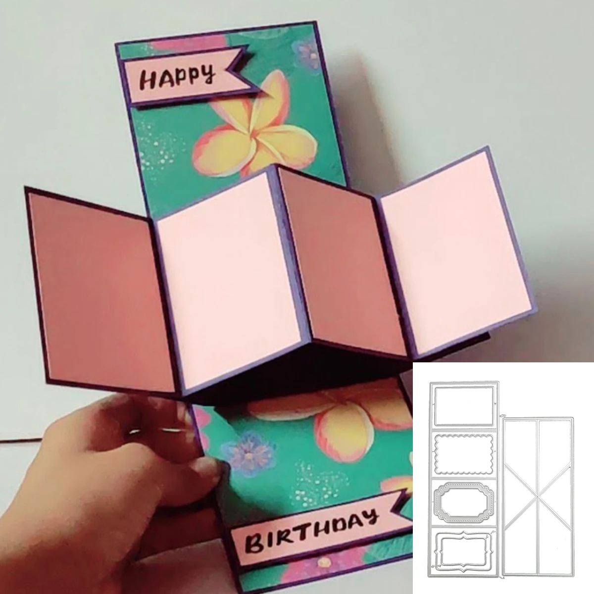 Set Di 7 Fustelle Rettangolari In Metallo – Per Biglietti, Scrapbooking, Album, Fai Da Te, Con Motivo Pizzo