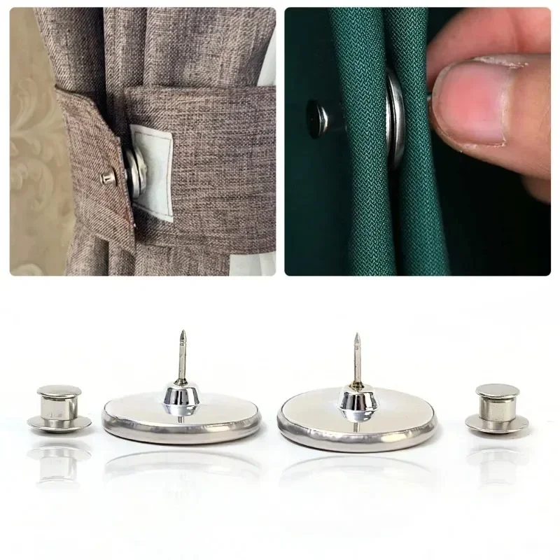 1-10Pairs Curtain Magnetic Button Nail Free Detachable Window Curtain Close Magnet Buckle Adjustment Curtain Clip Accessories