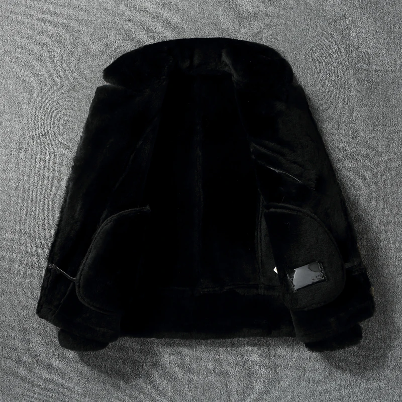 2023 Thick Wool Warm Coat Diagonal Zip Fur Collar Men's