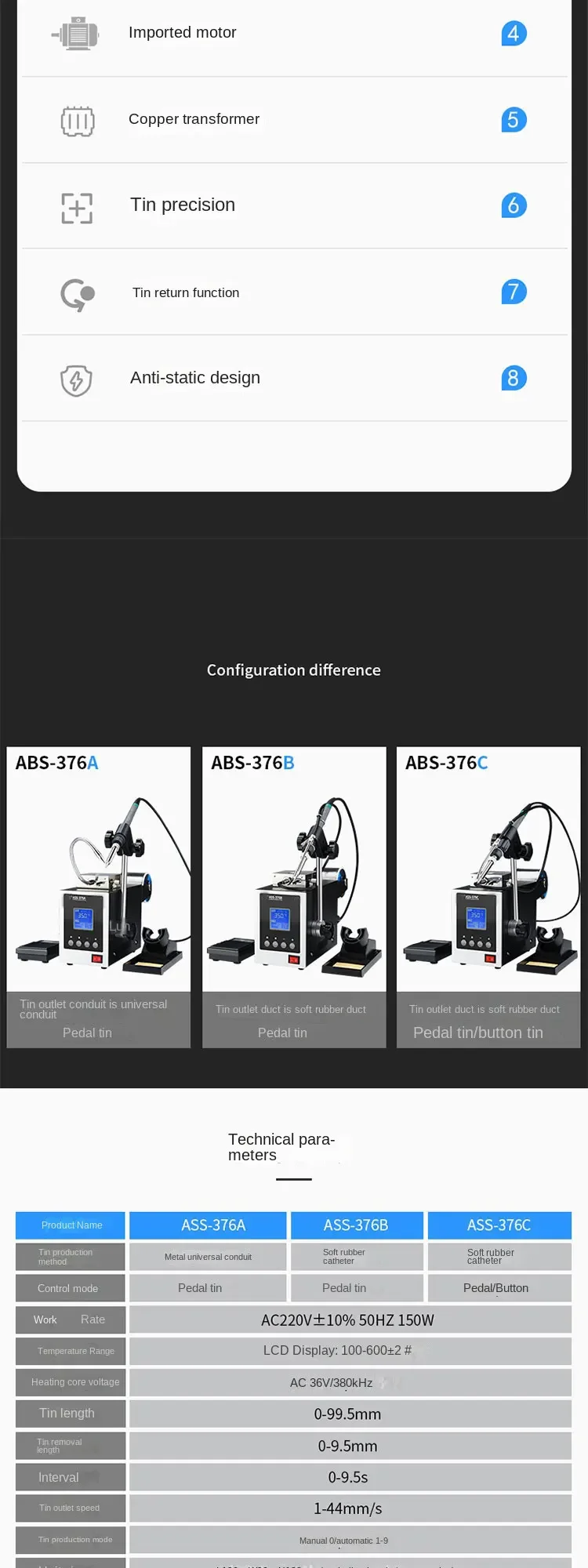 New Upgrade High-power Automatic Soldering Machine 150W Electric Iron Point Tin