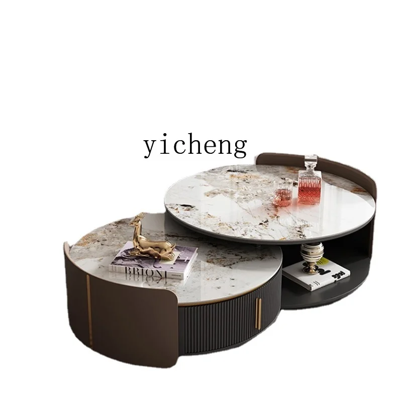 

Zk Light Luxury round Tea Table Living Room Modern Minimalist New Storage French Coffee Table