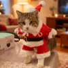 Christmas Pet Costumes Cute Kitten Santa Claus Clothes For Small Medium Dogs Cats Holiday Party Dress Up Apparel Sphynx Outfits 5