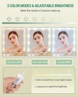 Туалетный столик со светодиодной подсветкой и зеркалом, регулируемой яркостью, туалетный столик с 2 ящиками и 3 открытыми отделениями — изображение 4