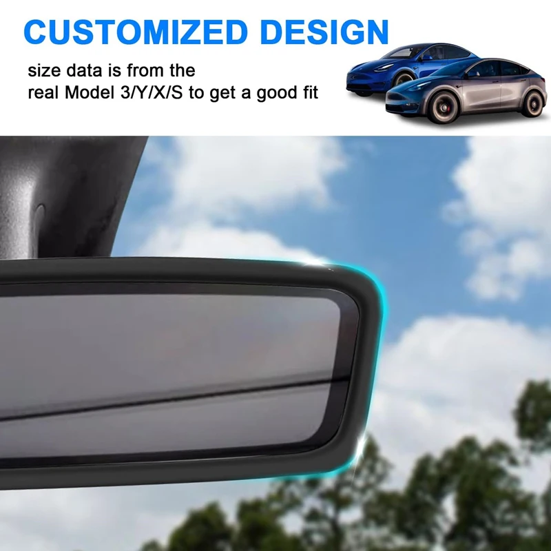 Silicone Rear View Mirror Protective Frame Edge Cover Rearview Mirror Protector Car Interior Accessories For Tesla Model Y / 3