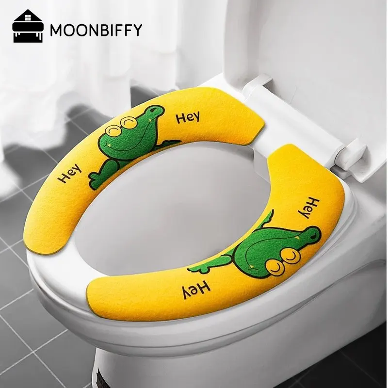 Soft Cartoon Washable  Cushion WC Toilet Sticky Seat Pad Bathroom Warmer Seat Lid Cover Universal Toilet Seat Cover 1/4Pcs