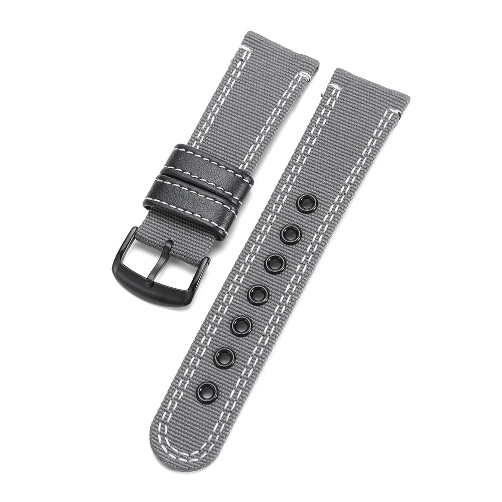 Enhanced Nylon-Coated Canvas and Leather Watch Band