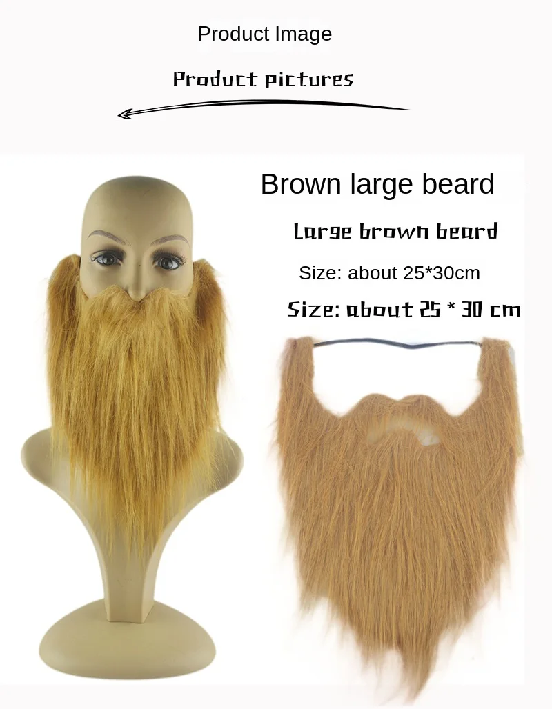 1pc DIY Kostüm Gefälschte Bart Lange Flusen Bärte Cosplay Kostüm Requisiten Santa Claus Bart Augenbrauen Schnurrbart Weihnachten Party Suppl – Detail 3