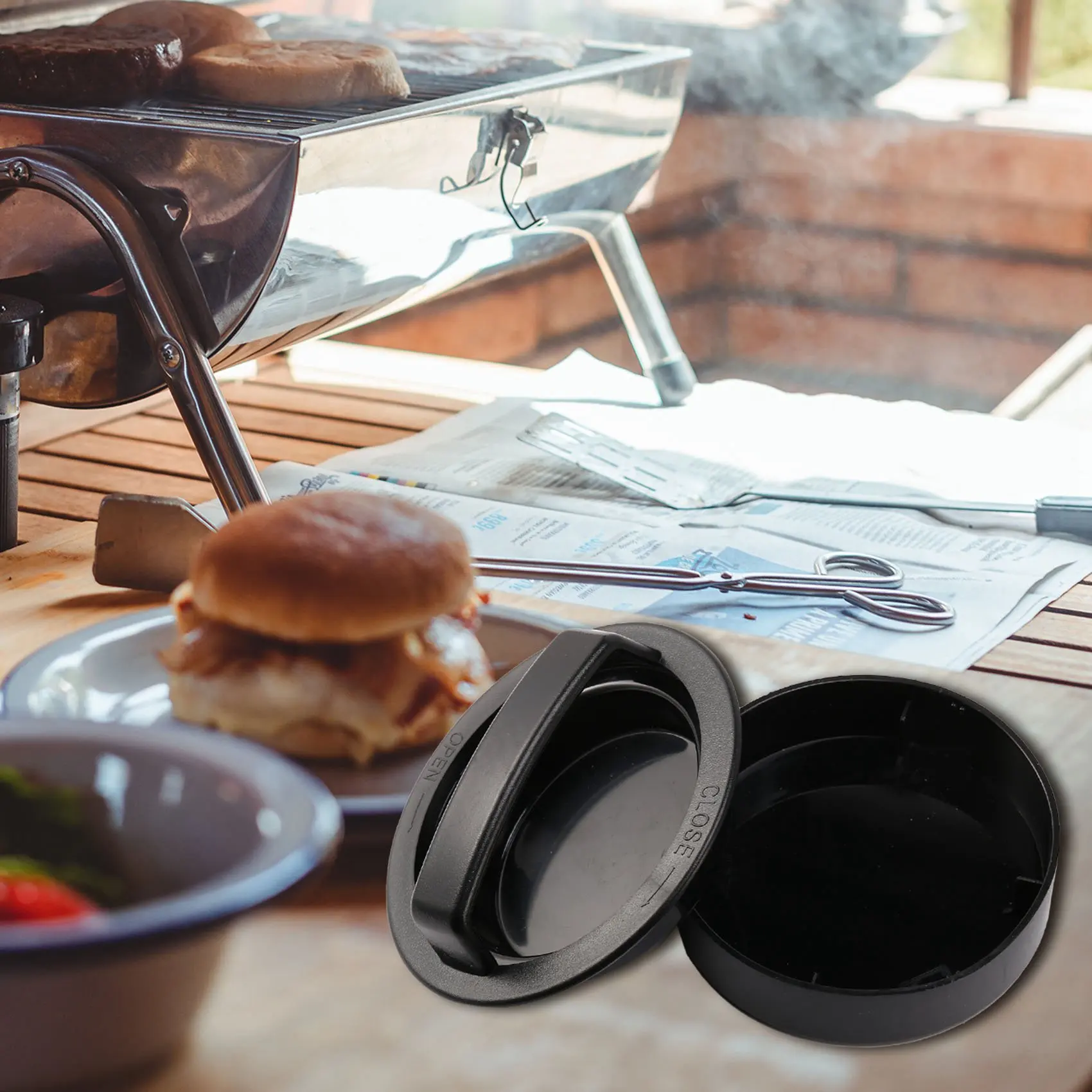 3 in 1 Burger Press Patty Stuffed Burger Maker with 120Pcs Paper Non Stick Sliders Beef Press-Black