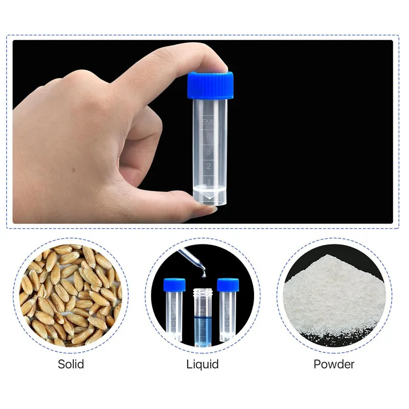 50pcs 1-10ml Mini Flat Bottom Plastic Graduated Freezing Bottle Plastic Tube Nut Cosmetic Travel Lotion Storage Container Plastic Test Tubes Mini Perfume Bottles