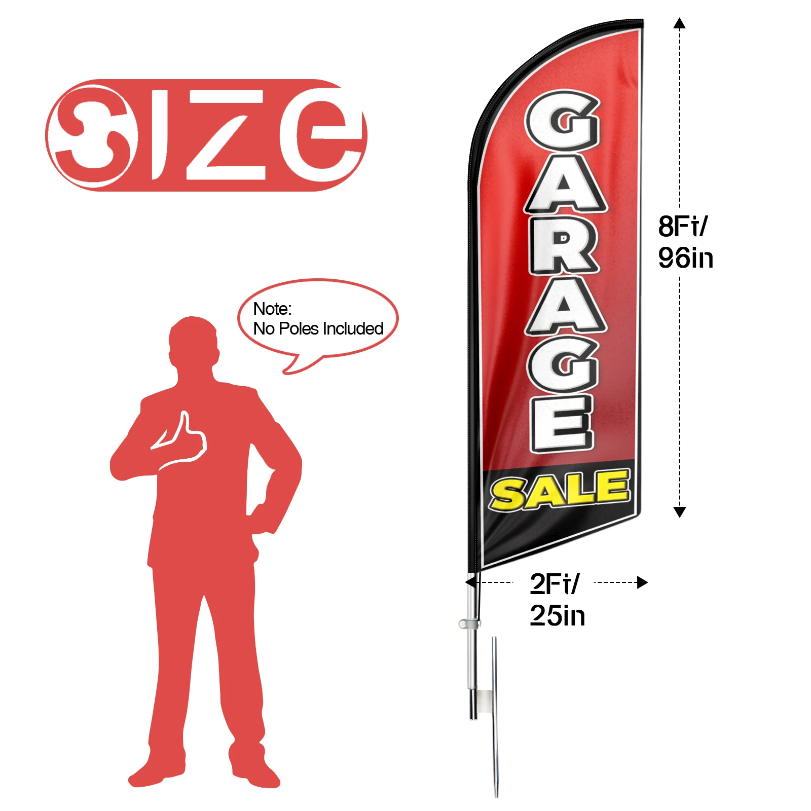 Fsflag 1 Pz 8Ft Garace Vendita Bandiera Piuma Con Pole Kit E Ground Spike Swooper Banner Decorazioni (Senza Palo)