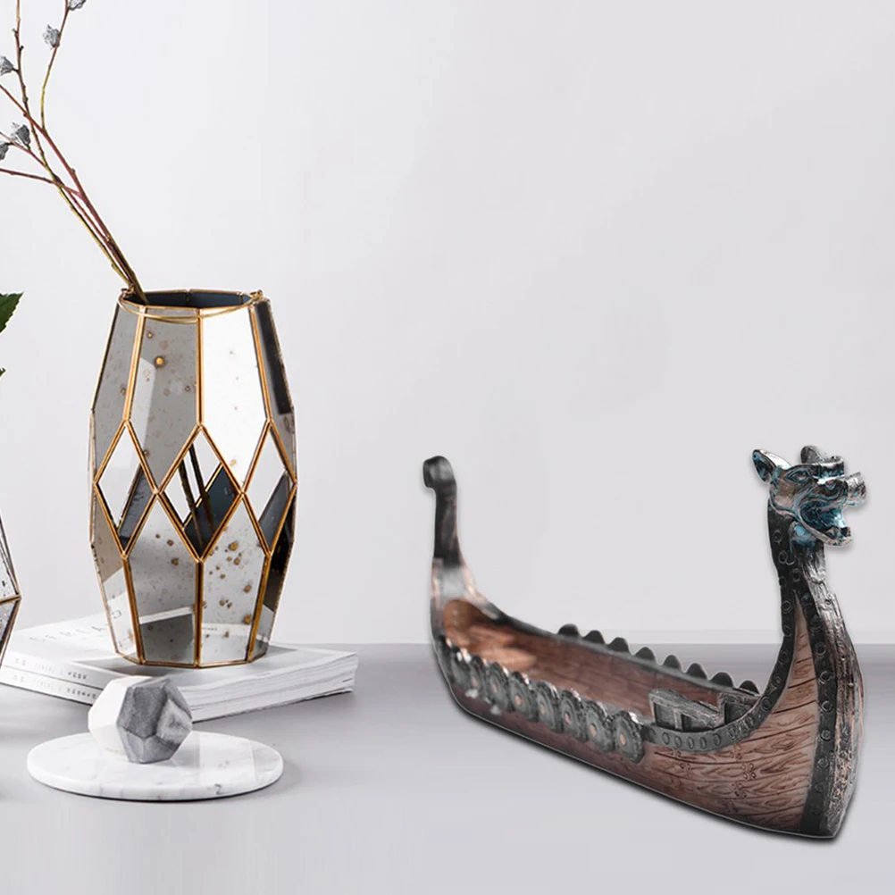 Vintage Viking Ship Resin Sculpture Craft, Exquisite Home Decor Ornament, Resin Viking Ship Aroma Diffuser 2