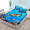 Ocean World Turtle Fitted Sheet Bed Mattress Protector Fashion Bedding Elastic Bed Sheets Kids Twin Full Queen King Bed Cover 1