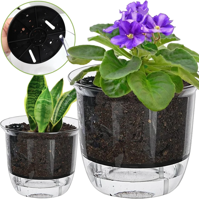 Self-Watering Indoor Planter for Seedlings and Flowers - Automatic Water Absorbing Garden Pot