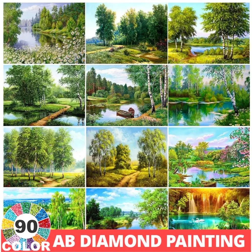 

Алмазная живопись AB 90 цветов 5D «сделай сам», пейзаж, вода, дерево, мозаика, искусство, квадратная/круглая вышивка, домашний декор, подарок, хобби