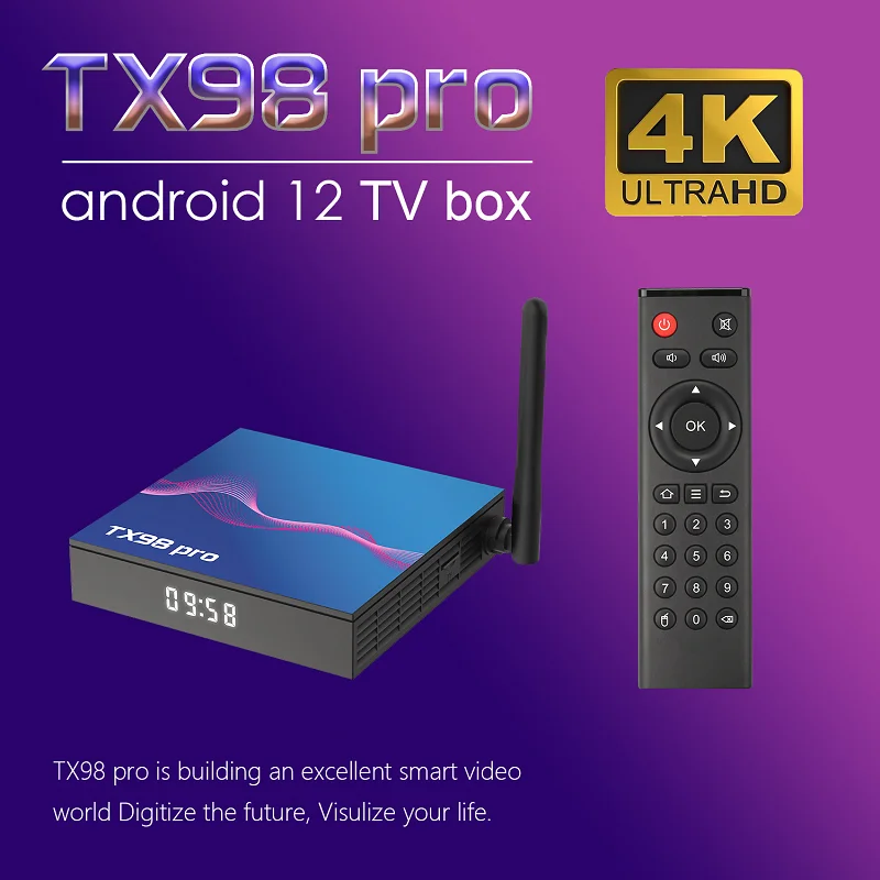 Wholesale TX98 PRO Android TV BOX Allwinner H618 Quad Core Android 12.0 4K Dual Wifi Smart Tv Box Media Player Set Top Box