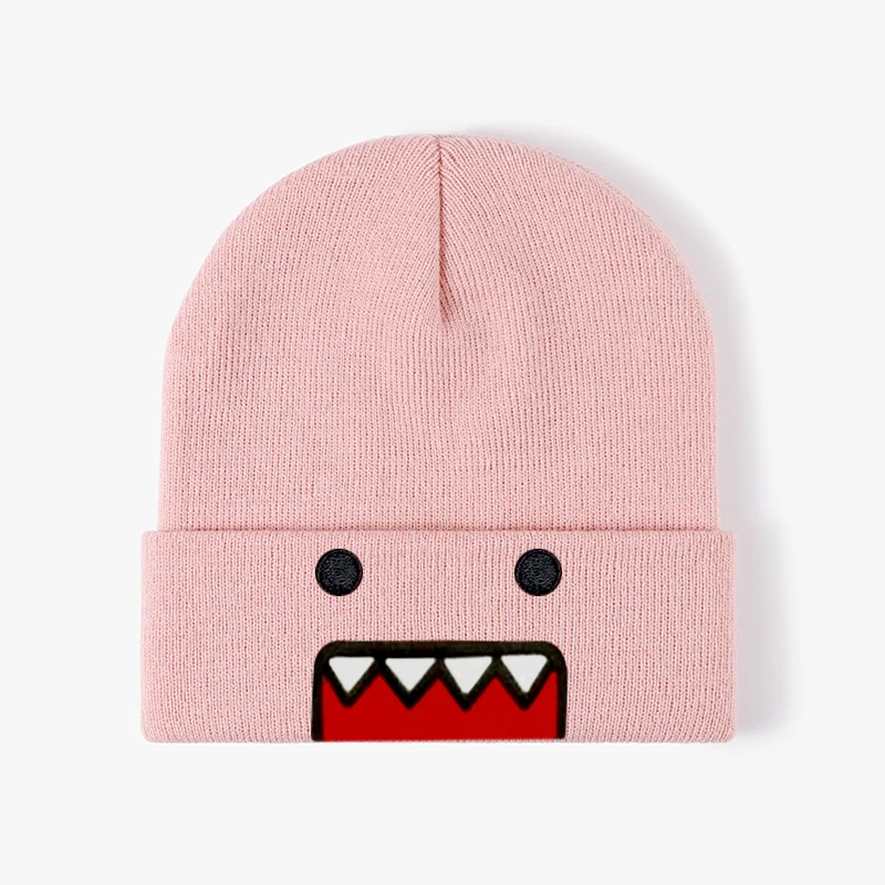 Domo Kun Cartoon Embroidered Knitted Hat Autumn Winter Outdoor Warm Windproof Hip Hop Casual Trendy Style for Men Women