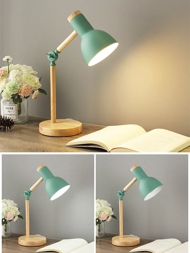 Nordic LED Desk Lamp - Wooden Iron Folding Table Lamp for Dorm & Home Office