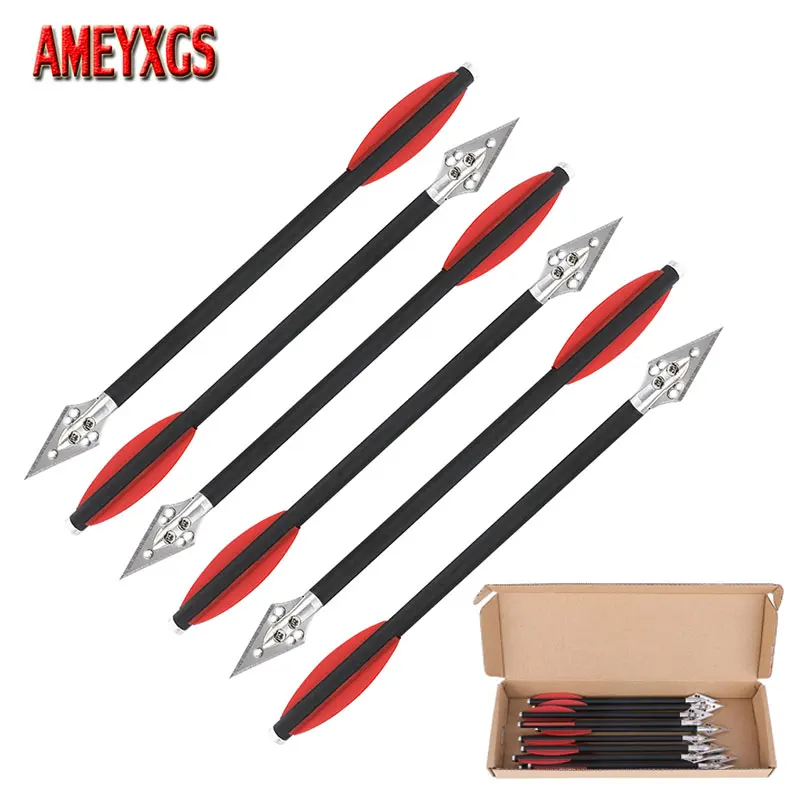 6/12pcs Mixed Carbon Arrow 7 Inch Archery Crossbow Arrow Blades Broadhead Rubber Feather Crossbow Bolt Hunting Shooting