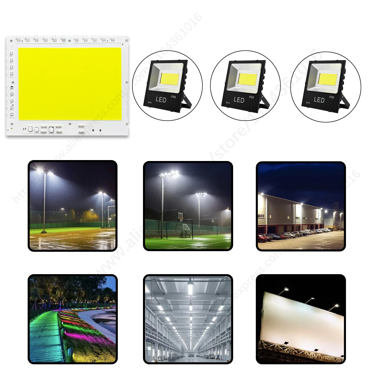 LED COB 칩 50W 100W 150W 200W 200-240V 스마트 IC 드라이버 불필요 LED 램프 광원 투광등 스포트라이트 DIY 조명용