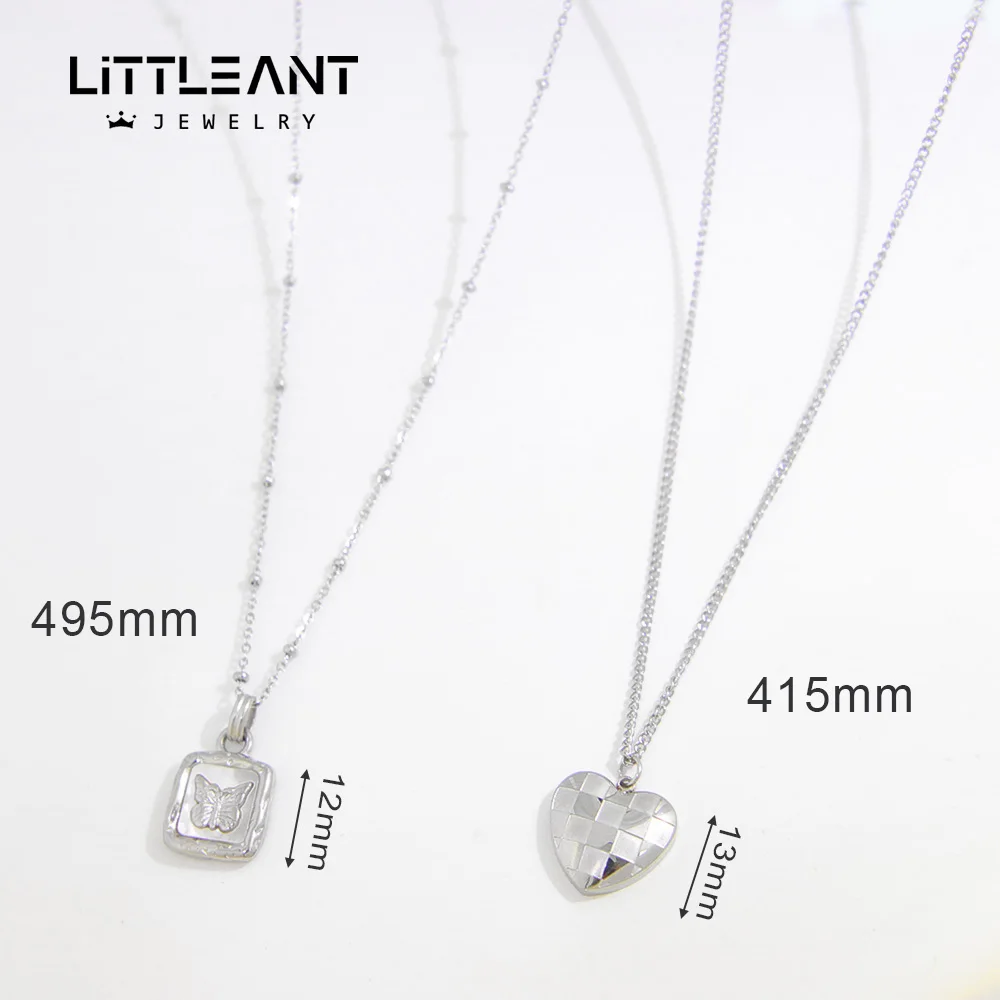 Stainless Steel Tiny Heart Pendant Necklace Steel Color Love Heart Charms Floating Locket Necklaces Women Memorial Jewelry
