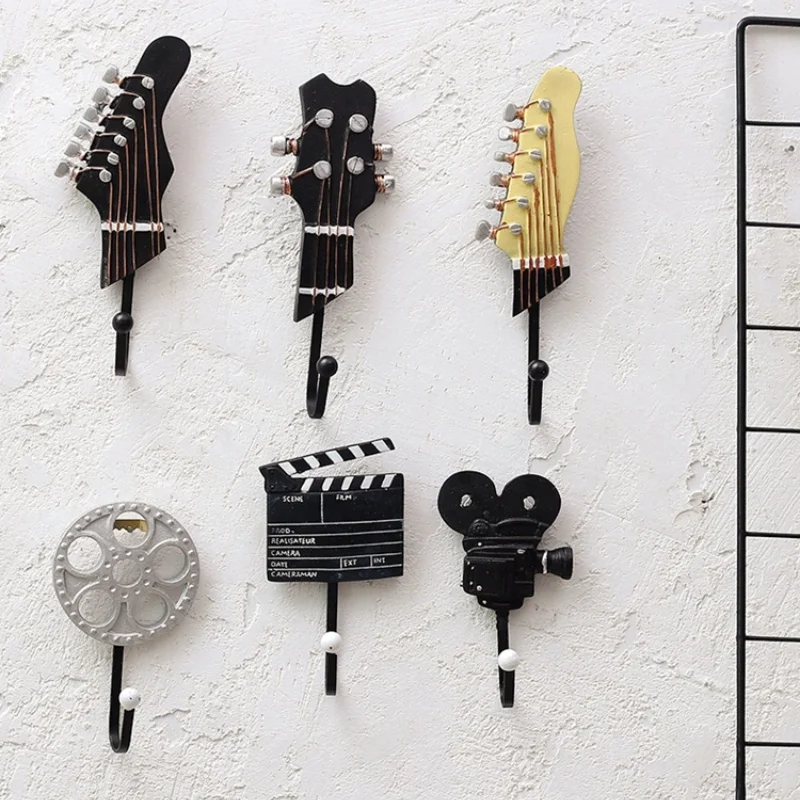 3PCS Nordic Guitar Decorative Hook Resin Craft Music Home Decor Wall Hook 5