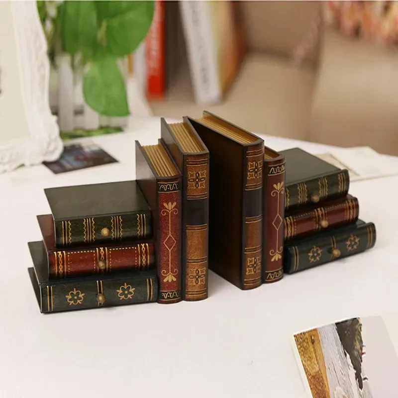 Vintage Faux Bookends Decorative Home Office Storage Organizer Box Home Organization and Storage