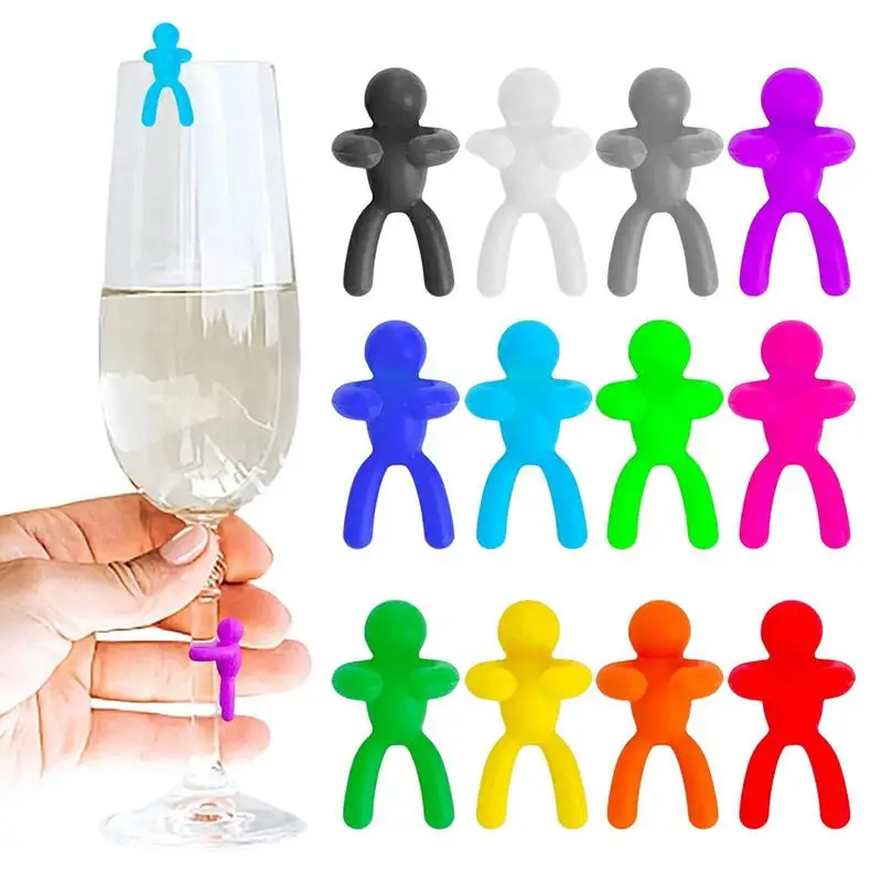 Wine Glass Markers Funny Cool Wine Beer Glasses Recognizer Party Dedicated Suction Cup Silicone Label Marker Kitchen Bar Accessories
