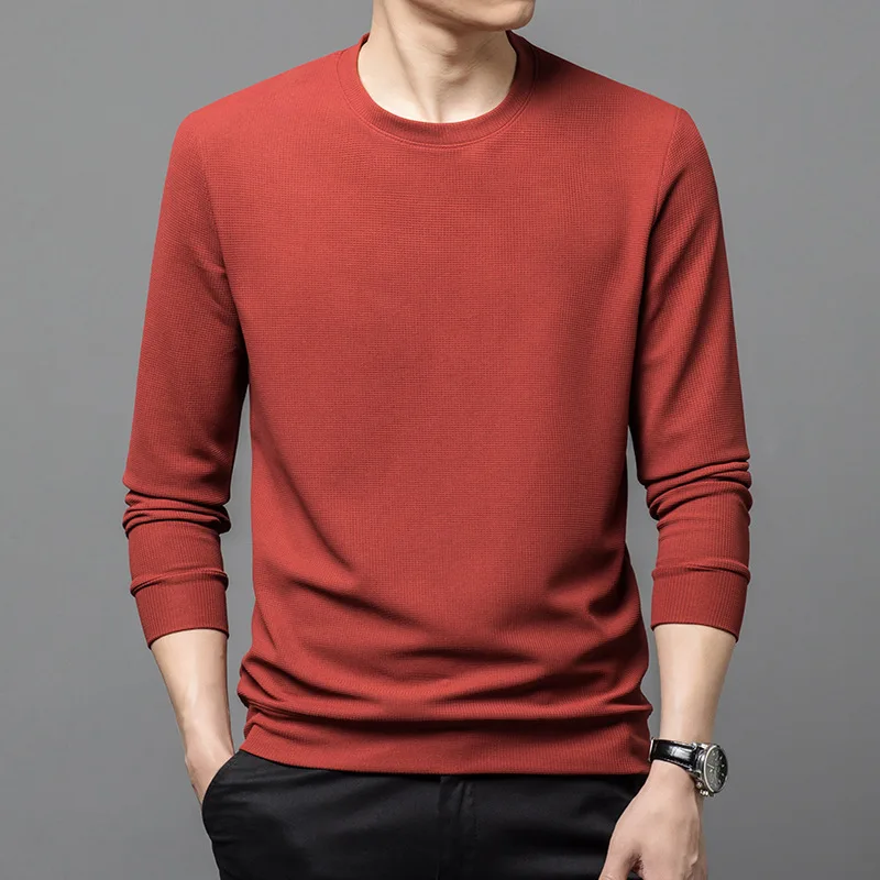 Autumn Winter Male Round Neck Solid Color Sweater Simple Fashion All-match Bottoming Jumpers Men Knitting Tops Homme Pullovers