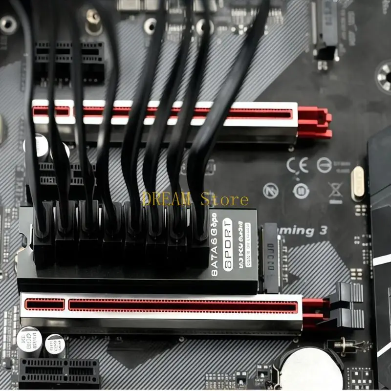 M.2  8 SATA3 포트 어댑터 카드는 6Gbps 전송 및 LED 표시기를 지원합니다.