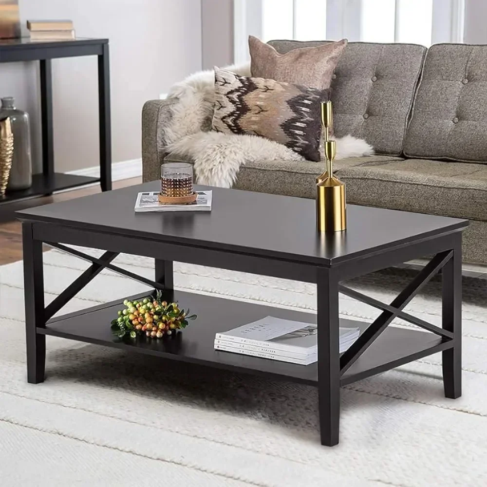 

Oxford Coffee Table With Thicker Legs Black Wood Coffee Table With Storage for Living Room Dining Tables Basses Furniture Coffe