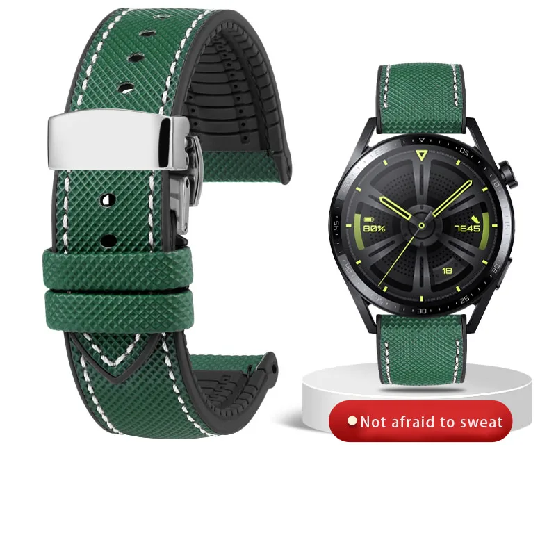 Nylon Yellow Rubber Waterproof Wristband Strap - Men's Watch Strap, Various Sizes Available